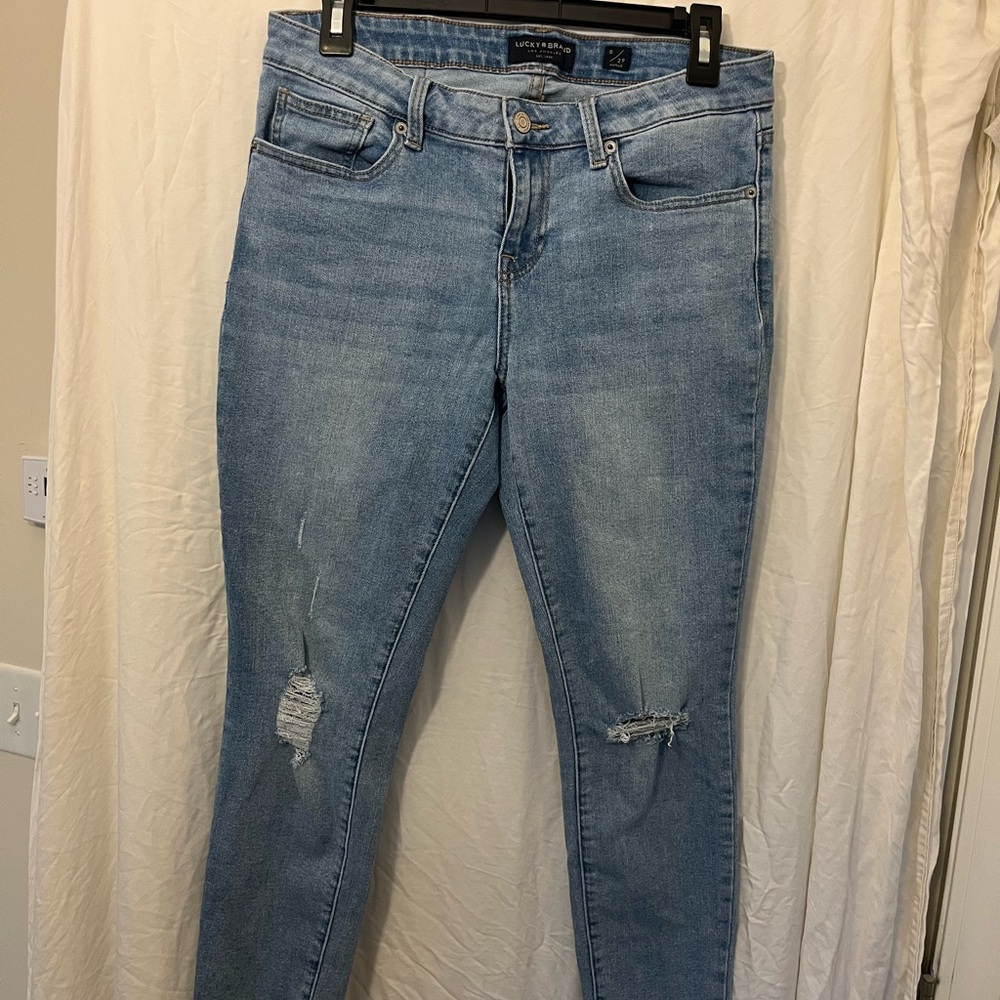 Lucky Brand Blue Skinny Distressed Jeans